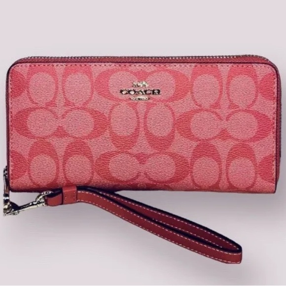New Coach Pink Wallet with Wrist Strap